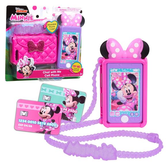 Disney Junior Minnie Mouse Chat w/Me Cell Phone Set, Lights and Realistic Sounds - Picture 1 of 7